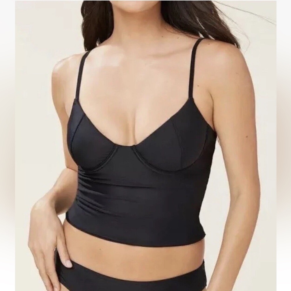 Andie Swim The Canary Tank Top Tankini Underwire Black Sustaonable Swim